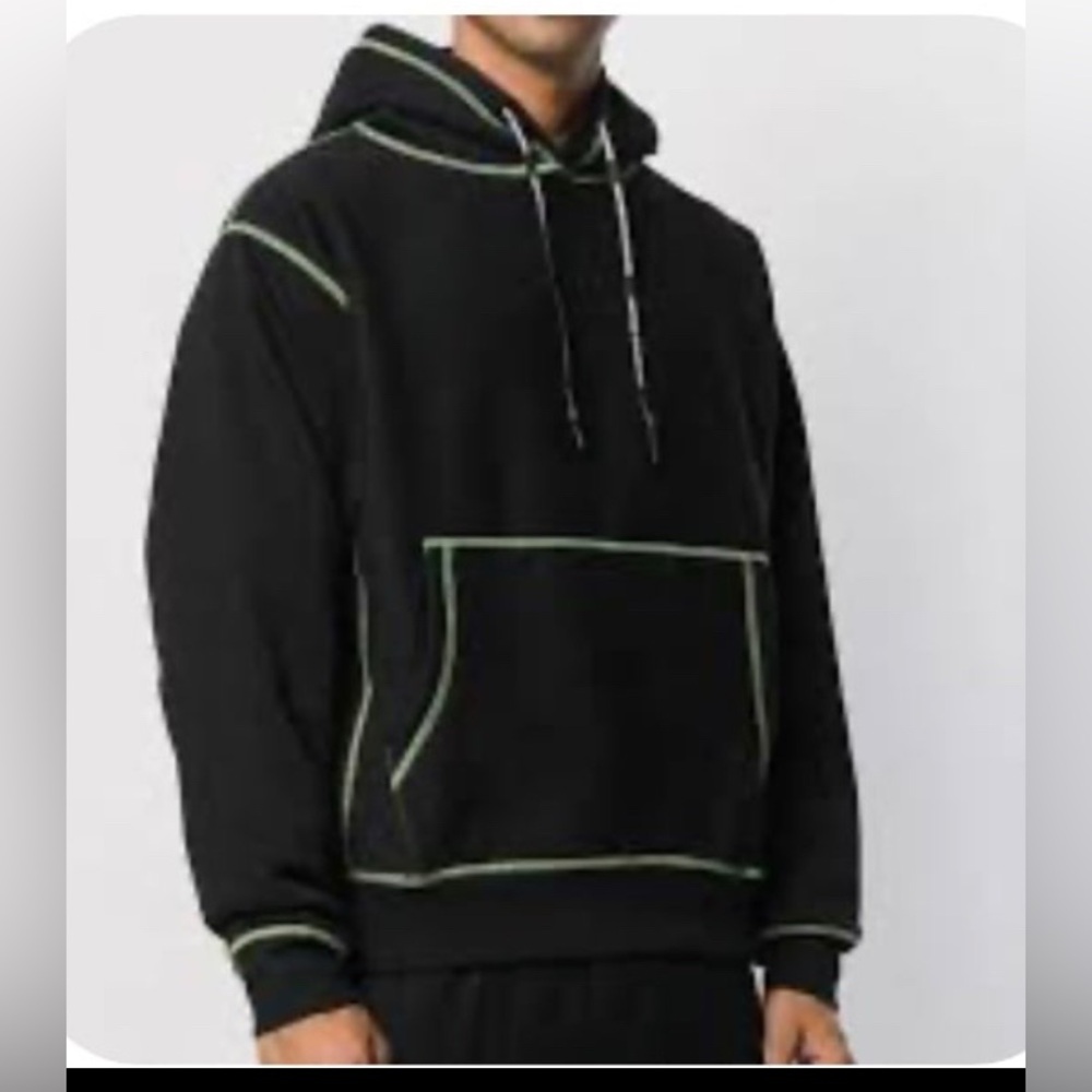UNITED STANDARD Black Hoodie With Green Contrast Stitching size‎ Medium